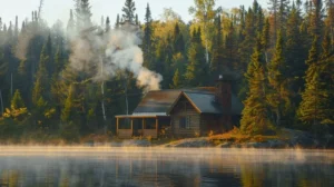 Cozy Lakeside Cabin Stock cake