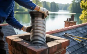 A person Fitting a chimney