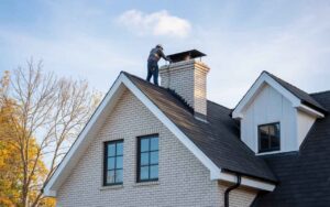 A person working on chimney